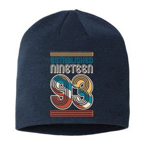 Retro Established Nineteen 93 1993 30th Birthday Sustainable Beanie