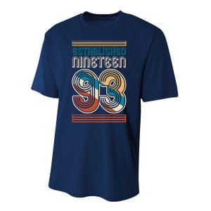 Retro Established Nineteen 93 1993 30th Birthday Performance Sprint T-Shirt