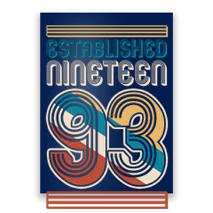 Retro Established Nineteen 93 1993 30th Birthday Poster