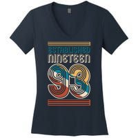 Retro Established Nineteen 93 1993 30th Birthday Women's V-Neck T-Shirt