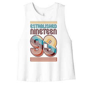 Retro Established Nineteen 93 1993 30th Birthday Women's Racerback Cropped Tank