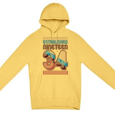 Retro Established Nineteen 34 1934 90th Birthday Premium Pullover Hoodie