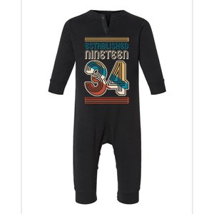 Retro Established Nineteen 34 1934 90th Birthday Infant Fleece One Piece