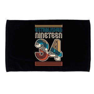 Retro Established Nineteen 34 1934 90th Birthday Microfiber Hand Towel