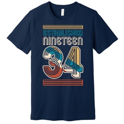 Retro Established Nineteen 34 1934 90th Birthday Premium T-Shirt