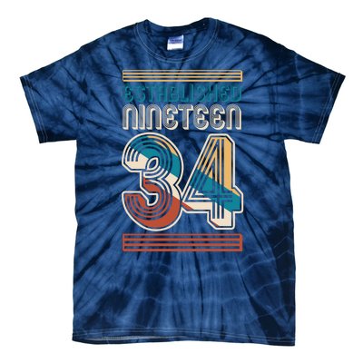 Retro Established Nineteen 34 1934 90th Birthday Tie-Dye T-Shirt