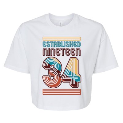 Retro Established Nineteen 34 1934 90th Birthday Bella+Canvas Jersey Crop Tee