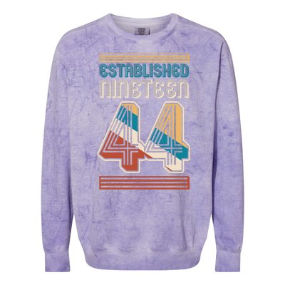 Retro Established Nineteen 44 1944 80th Birthday Colorblast Crewneck Sweatshirt