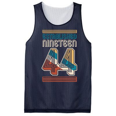 Retro Established Nineteen 44 1944 80th Birthday Mesh Reversible Basketball Jersey Tank