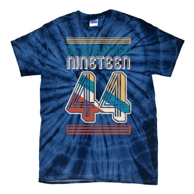 Retro Established Nineteen 44 1944 80th Birthday Tie-Dye T-Shirt