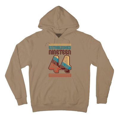 Retro Established Nineteen 44 1944 80th Birthday Hoodie