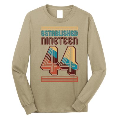 Retro Established Nineteen 44 1944 80th Birthday Long Sleeve Shirt