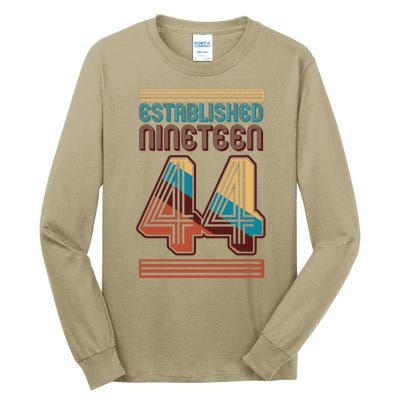 Retro Established Nineteen 44 1944 80th Birthday Tall Long Sleeve T-Shirt