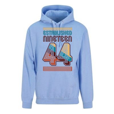 Retro Established Nineteen 44 1944 80th Birthday Unisex Surf Hoodie