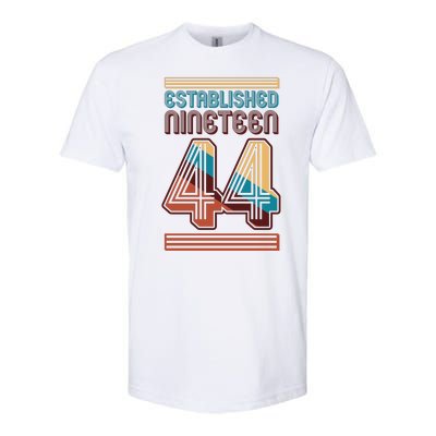 Retro Established Nineteen 44 1944 80th Birthday Softstyle CVC T-Shirt