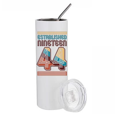 Retro Established Nineteen 44 1944 80th Birthday Stainless Steel Tumbler