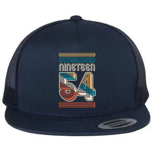 Retro Established Nineteen 54 1954 70th Birthday Flat Bill Trucker Hat