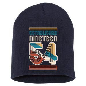 Retro Established Nineteen 54 1954 70th Birthday Short Acrylic Beanie