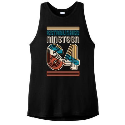 Retro Established Nineteen 64 1964 60th Birthday Ladies PosiCharge Tri-Blend Wicking Tank