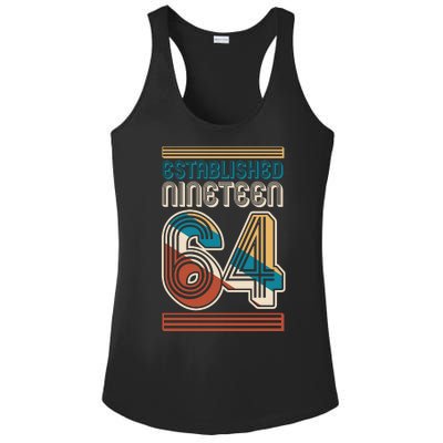 Retro Established Nineteen 64 1964 60th Birthday Ladies PosiCharge Competitor Racerback Tank