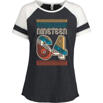 Retro Established Nineteen 64 1964 60th Birthday Enza Ladies Jersey Colorblock Tee