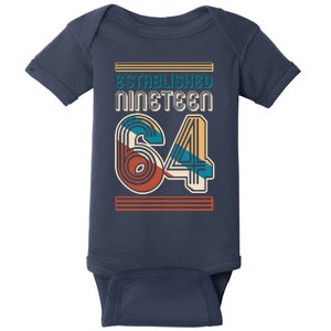 Retro Established Nineteen 64 1964 60th Birthday Baby Bodysuit