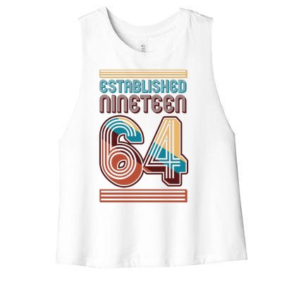 Retro Established Nineteen 64 1964 60th Birthday Women's Racerback Cropped Tank