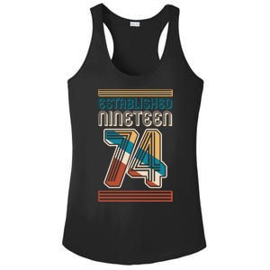 Retro Established Nineteen 74 1974 50th Birthday Ladies PosiCharge Competitor Racerback Tank