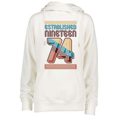 Retro Established Nineteen 74 1974 50th Birthday Womens Funnel Neck Pullover Hood