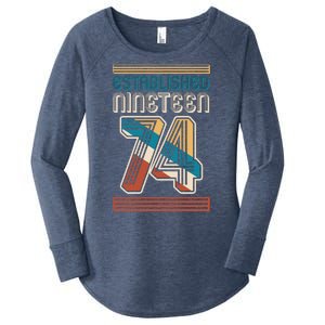 Retro Established Nineteen 74 1974 50th Birthday Women's Perfect Tri Tunic Long Sleeve Shirt