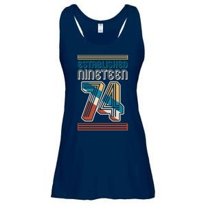 Retro Established Nineteen 74 1974 50th Birthday Ladies Essential Flowy Tank