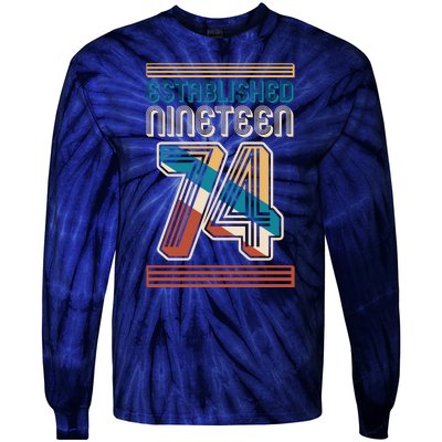 Retro Established Nineteen 74 1974 50th Birthday Tie-Dye Long Sleeve Shirt