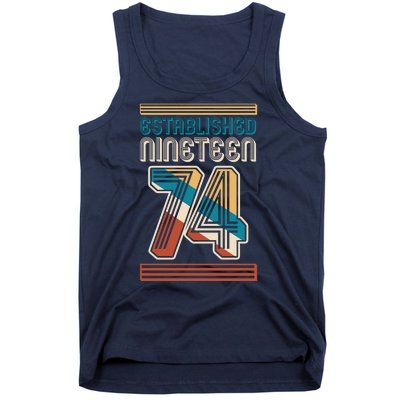 Retro Established Nineteen 74 1974 50th Birthday Tank Top