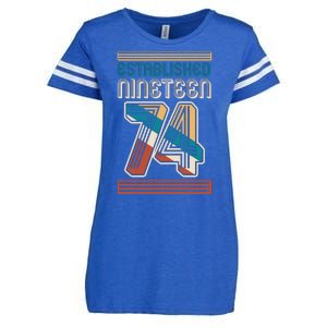 Retro Established Nineteen 74 1974 50th Birthday Enza Ladies Jersey Football T-Shirt