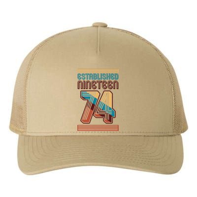 Retro Established Nineteen 74 1974 50th Birthday Yupoong Adult 5-Panel Trucker Hat