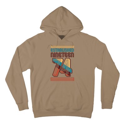 Retro Established Nineteen 74 1974 50th Birthday Hoodie