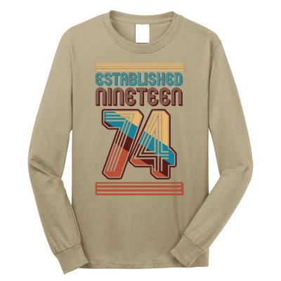 Retro Established Nineteen 74 1974 50th Birthday Long Sleeve Shirt