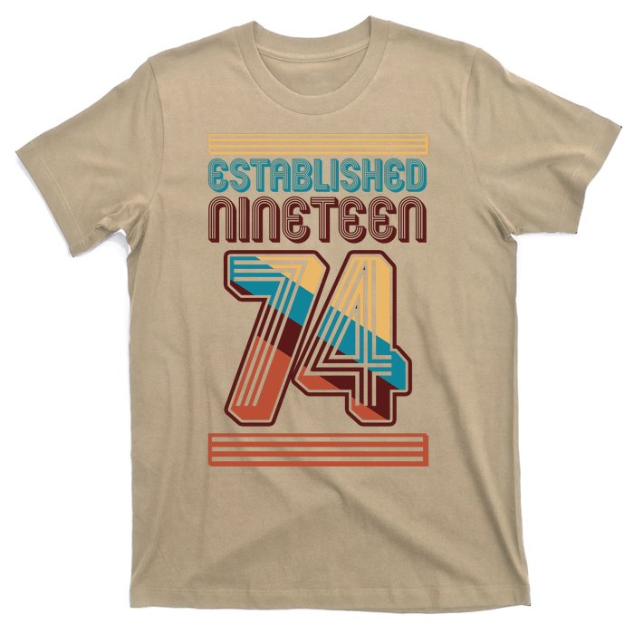 Retro Established Nineteen 74 1974 50th Birthday T-Shirt