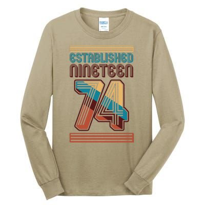 Retro Established Nineteen 74 1974 50th Birthday Tall Long Sleeve T-Shirt