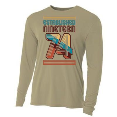 Retro Established Nineteen 74 1974 50th Birthday Cooling Performance Long Sleeve Crew