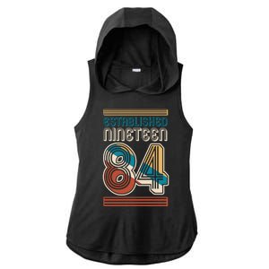 Retro Established Nineteen 84 1984 40th Birthday Ladies PosiCharge Tri-Blend Wicking Draft Hoodie Tank