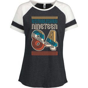 Retro Established Nineteen 84 1984 40th Birthday Enza Ladies Jersey Colorblock Tee