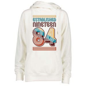 Retro Established Nineteen 84 1984 40th Birthday Womens Funnel Neck Pullover Hood