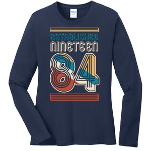 Retro Established Nineteen 84 1984 40th Birthday Ladies Long Sleeve Shirt