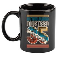 Retro Established Nineteen 35 1935 90th Birthday 11oz C Handle Ceramic Mug