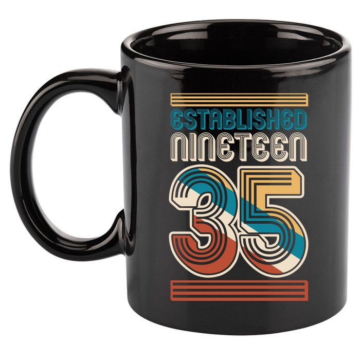 Retro Established Nineteen 35 1935 90th Birthday 11oz C Handle Ceramic Mug