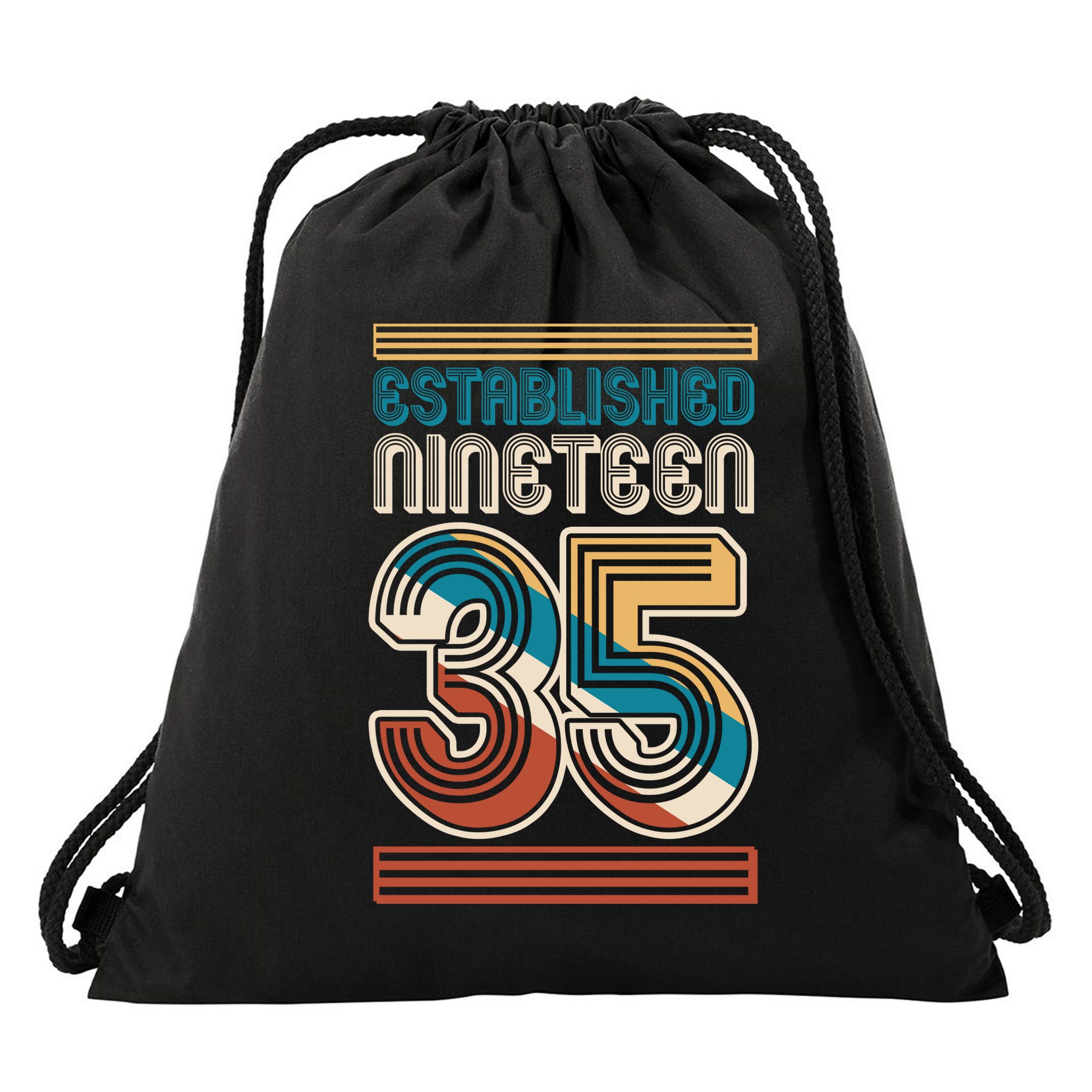 Retro Established Nineteen 35 1935 90th Birthday Drawstring Bag