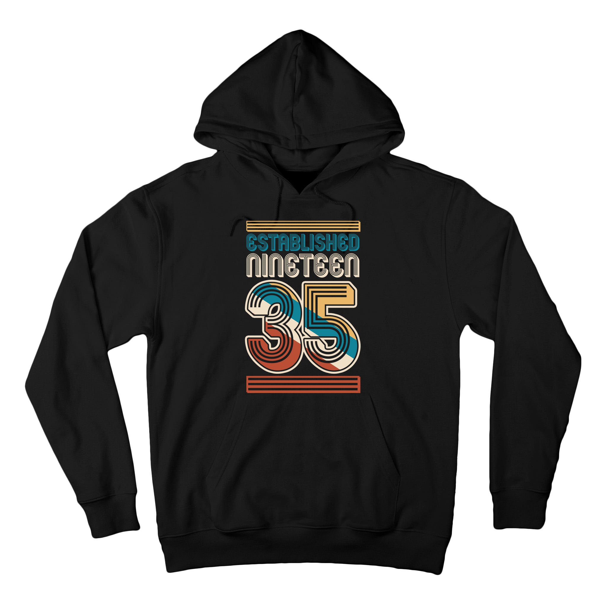 Retro Established Nineteen 35 1935 90th Birthday Tall Hoodie