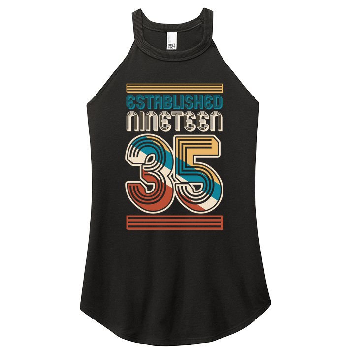 Retro Established Nineteen 35 1935 90th Birthday Women's Perfect Tri Rocker Tank