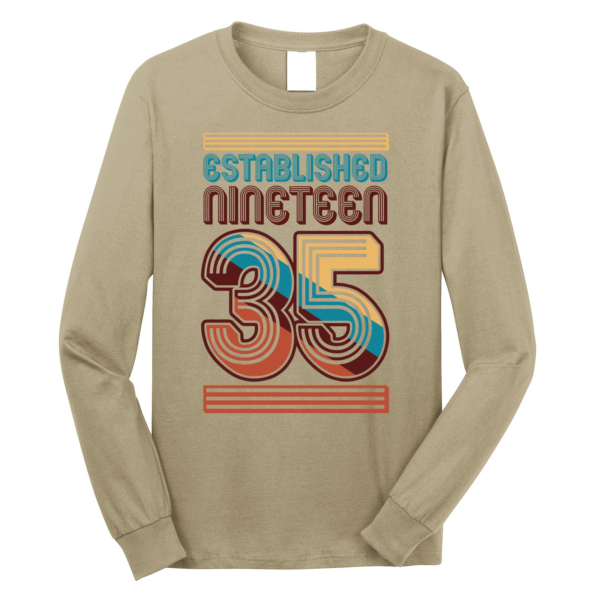 Retro Established Nineteen 35 1935 90th Birthday Long Sleeve Shirt